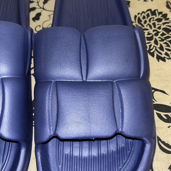 EVA Foam Lite Navy Blue Brick Pattern Slide Showershoes Summer Pool New Slide - Picture 7 of 12
